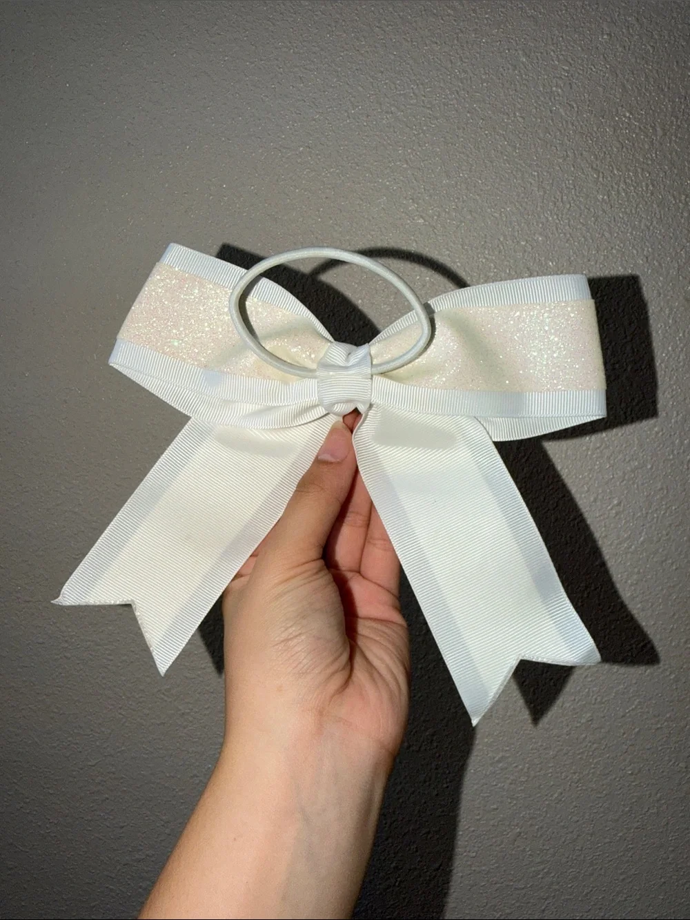 Sparkle Cream Hair Cheer Bow – Kids Accessories